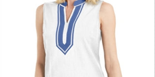 Charter Club Women's Seersucker Woven Tunic Top White Size Small