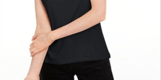 Maison Jules Women'sTie Back Solid T-Shirt Black Size Medium