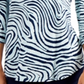 JM Collection Women's Zebra Print Cold Shoulder Top Blue Size X-Small