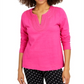 Charter Club Women's Cotton Embroidered Top Pink Size X-Small