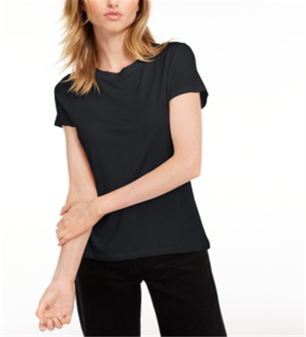 Maison Jules Women's Tie Back Solid T-Shirt Black Size Small