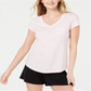 Maison Jules Women's V Neck Patch Pocket T-Shirt Pink Size Large