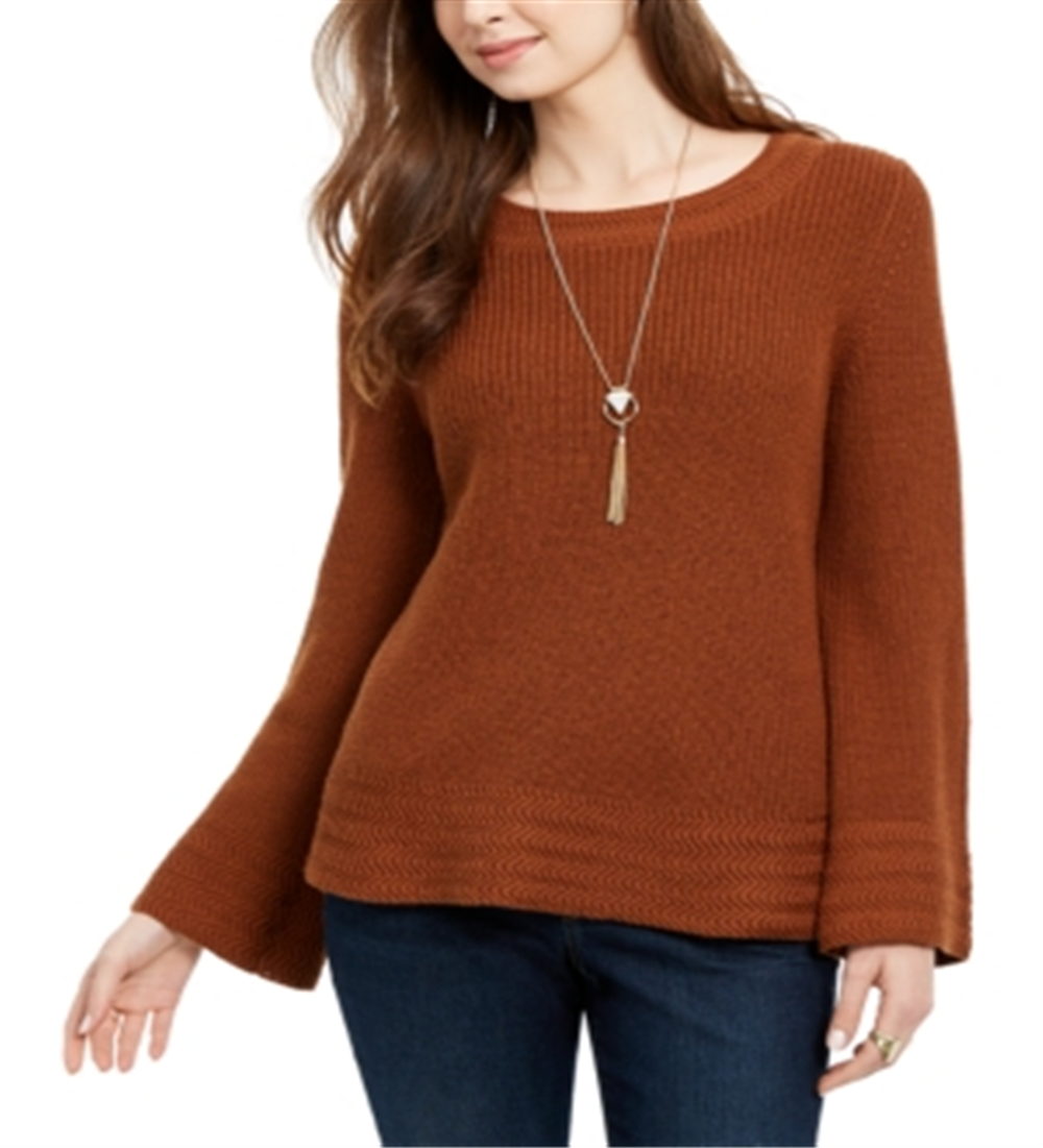 Style & Co Women's Boxy Knit Pullover Sweater Brown Size Medium