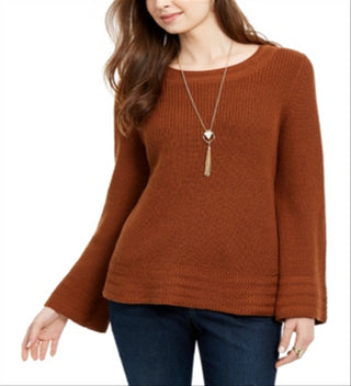 Style & Co Women's Boxy Knit Pullover Sweater Brown Size Medium