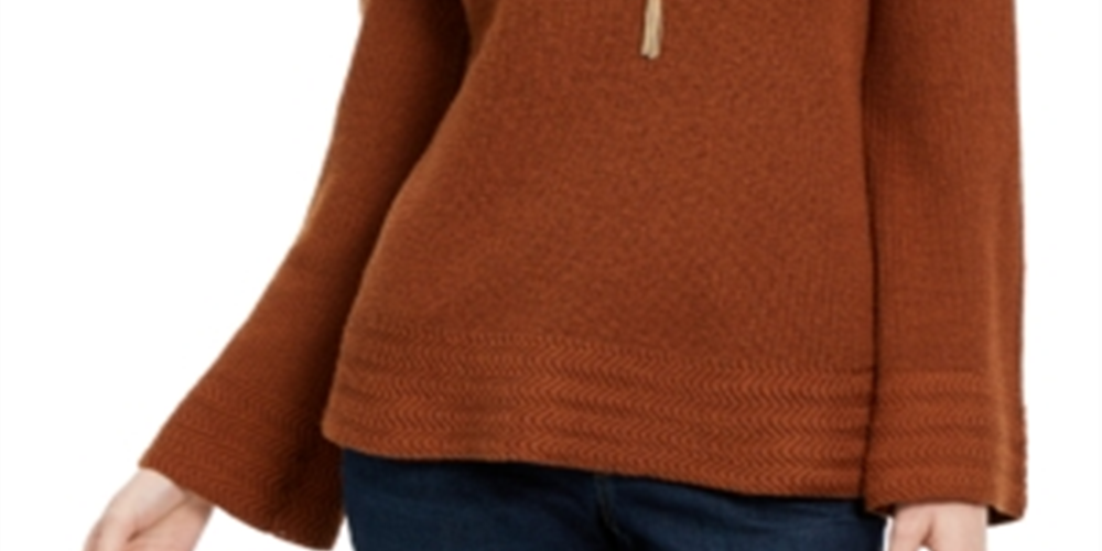 Style & Co Women's Boxy Knit Pullover Sweater Brown Size Medium