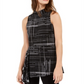 Alfani Women's Printed Asymmetrical Top Black Size Large