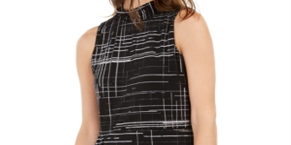 Alfani Women's Printed Asymmetrical Top Black Size Large