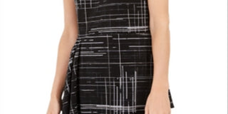 Alfani Women's Printed Asymmetrical Top Black Size Large