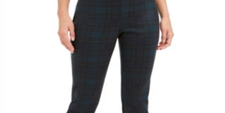 Charter Club Women's Plaid Pull on Pants Green Size 4