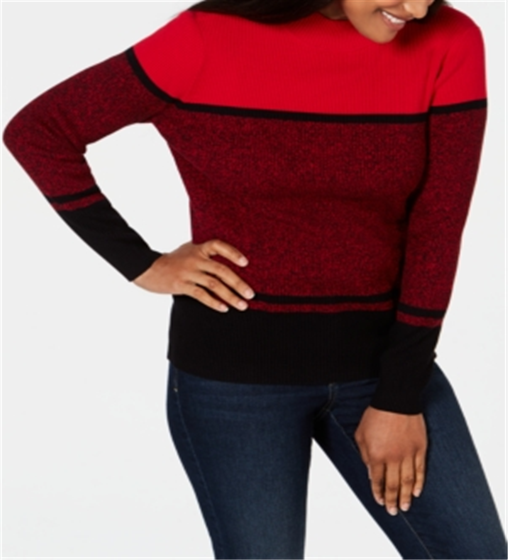 Karen Scott Women's Ribbed Mock Neck Cotton Sweater Red Size XX-Large