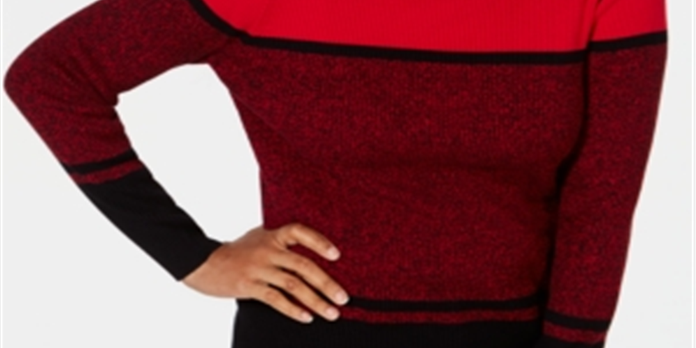 Karen Scott Women's Ribbed Mock Neck Cotton Sweater Red Size XX-Large