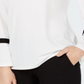 Charter Club Women's Tie Sleeve Crepe Top White Size Small