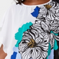 JM Collection Women's Printed Banded Hem Top Black Size Small