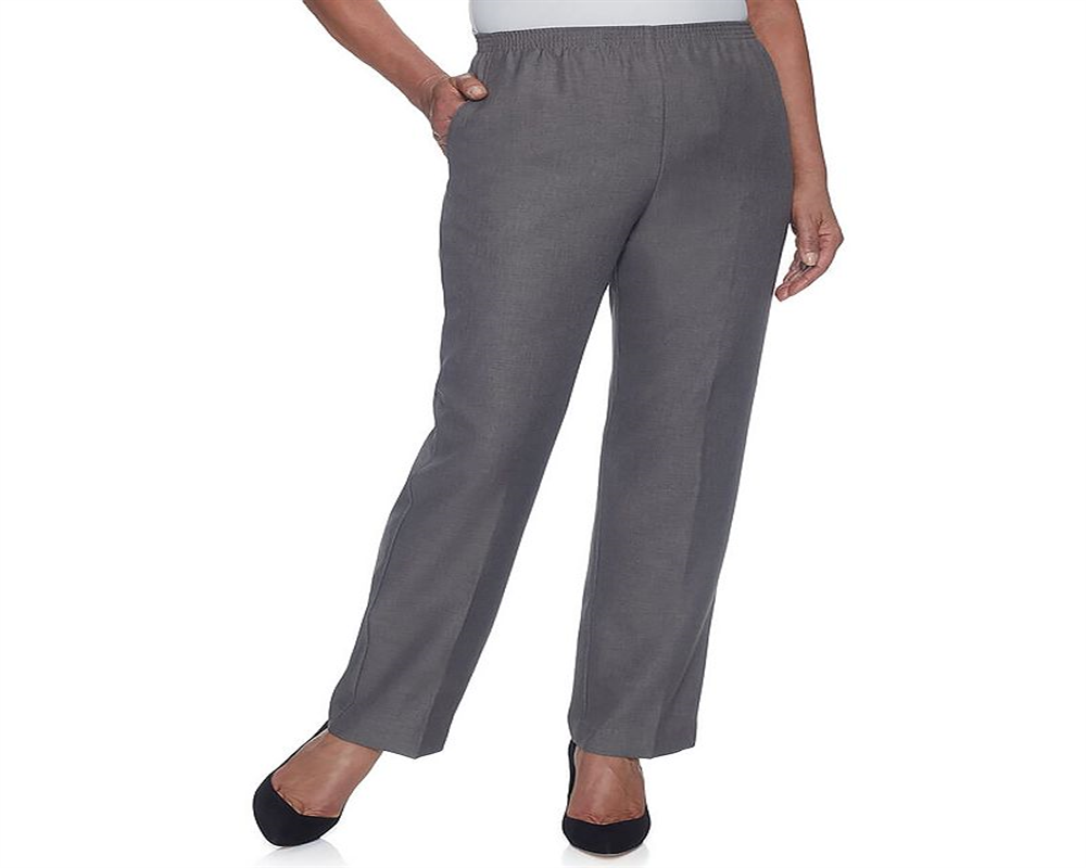 Alfred Dunner Women's Classics Pull on Straight Leg Pants Gray Size 12