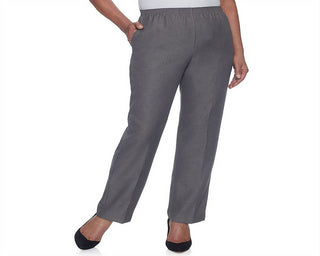 Alfred Dunner Women's Classics Pull on Straight Leg Pants Gray Size 12