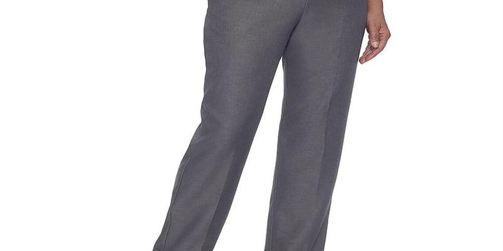 Alfred Dunner Women's Classics Pull on Straight Leg Pants Gray Size 12