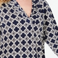 Charter Club Women's Printed Pleat Shoulder Top Blue Size XX-Large