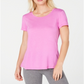 Ideology Women's Split Back Casual T-Shirt Pink Size M