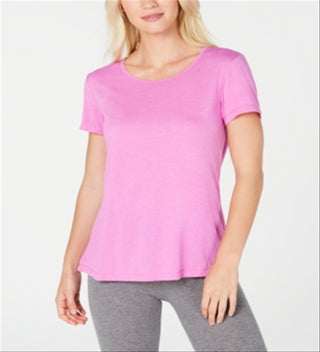 Ideology Women's Split Back Casual T-Shirt Pink Size M