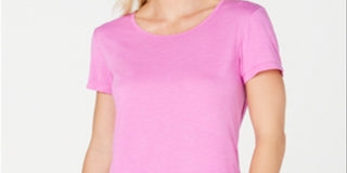 Ideology Women's Split Back Casual T-Shirt Pink Size M