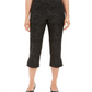 JM Collection Women's Printed Tummy Control Capris Black Size Large