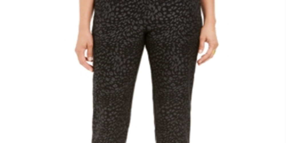 JM Collection Women's Printed Tummy Control Capris Black Size Large