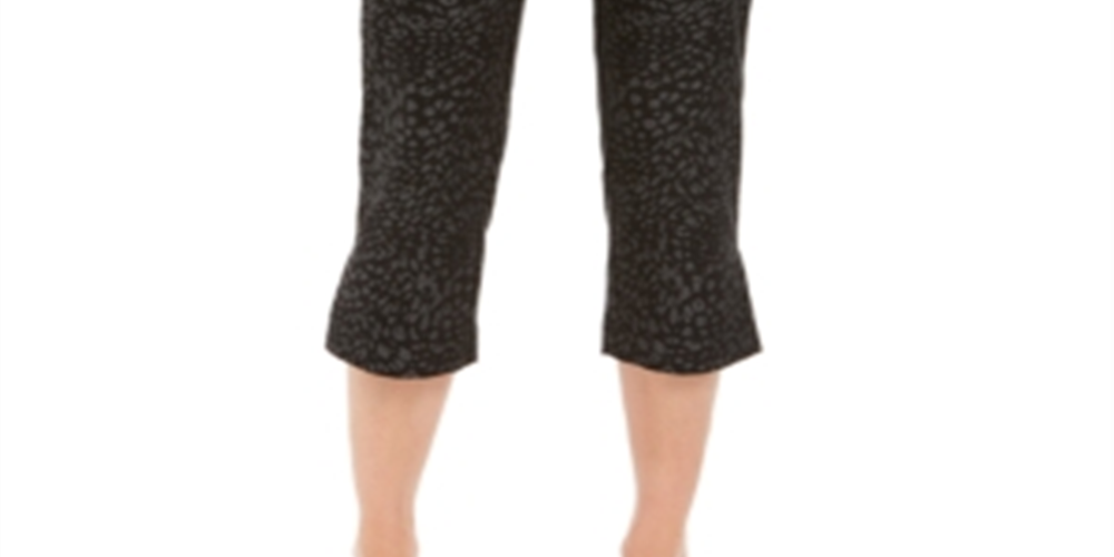 JM Collection Women's Printed Tummy Control Capris Black Size Large