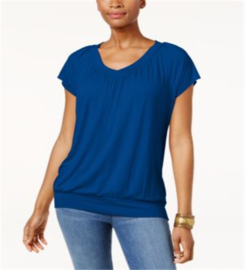 JM Collection Women's Blouson T-Shirt Blue Size XX-Large