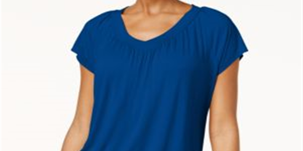 JM Collection Women's Blouson T-Shirt Blue Size XX-Large