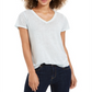 Style & CoWomen's Burnout V Neck T-Shirt Blue Size Large