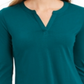 Charter Club Women's 3/4 Sleeve V Neck Top Green Size X-Large