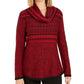 Style & Co Women's Cowl Neck Printed Sweater Red Size -M