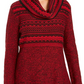 Style & Co Women's Cowl Neck Printed Sweater Red Size -M