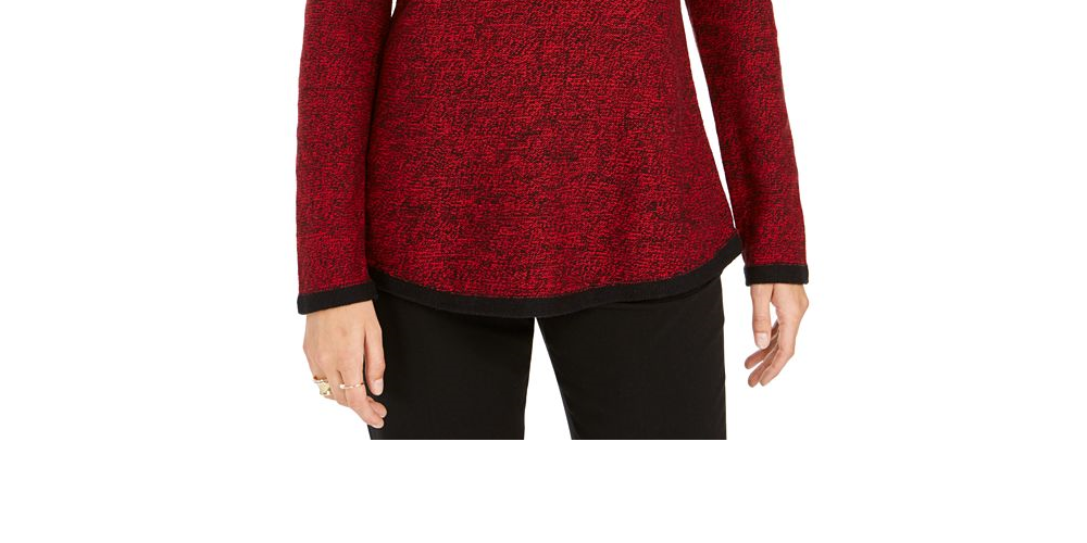 Style & Co Women's Cowl Neck Printed Sweater Red Size -M