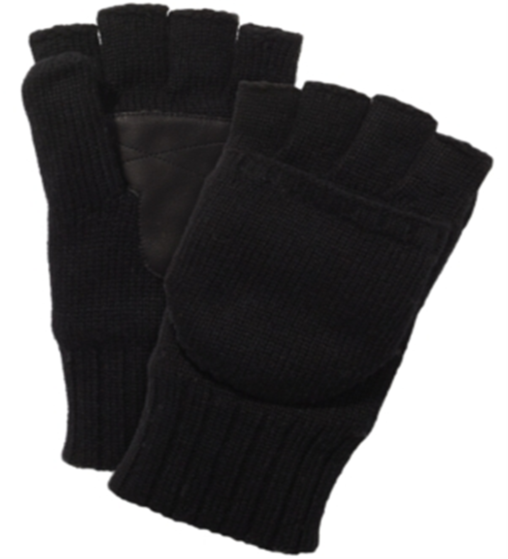UGG Men's Knit Flip Mitten Leather Black Size Regular