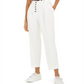Bar III Women's Button Front Pleated Pants White Size 2