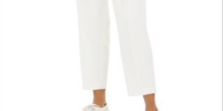 Bar III Women's Button Front Pleated Pants White Size 2