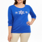 Karen Scott Women's Glitter Snowflake Cotton Top Blue Size X-Large