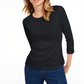 Maison Jules Women's 3/4 Sleeve Solid T-Shirt Black Size X-Small