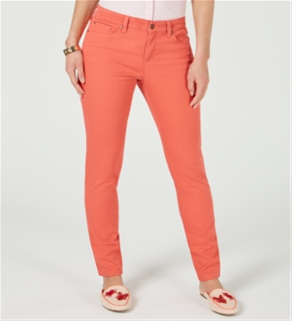 Charter Club Women's Bristol Skinny Ankle Jeans Orange Size 14 Petite