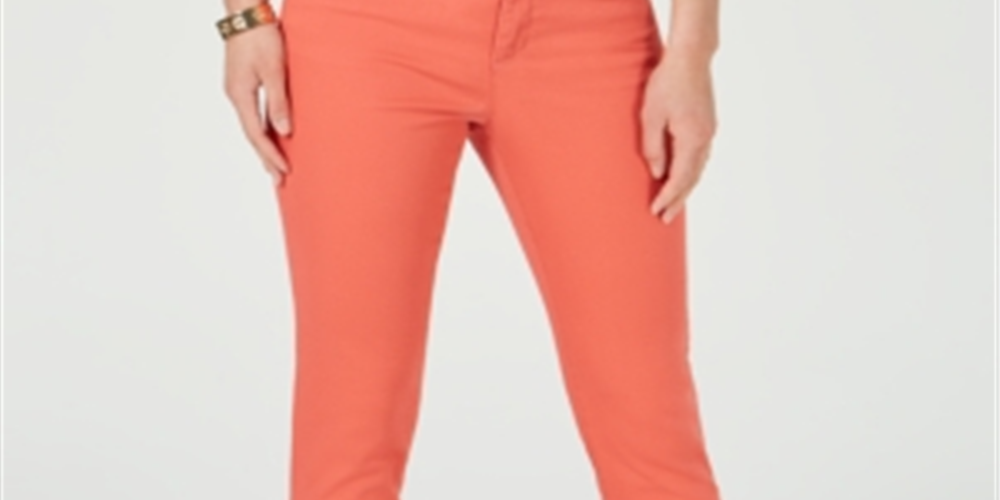 Charter Club Women's Bristol Skinny Ankle Jeans Orange Size 14 Petite