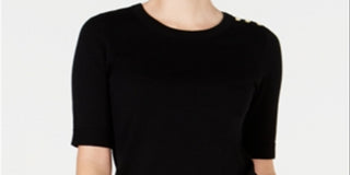 Charter Club Women's Button Shoulder Sweater Black Size XX-Large