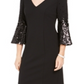 Vince Camuto Women's Sequined Sleeve Shift Dress Black Size 4