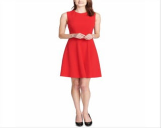 Tommy Hilfiger Women's Sleeveless Knee Length Fit Flare Dress Red Size 8