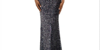 Betsy Adam Women's Sequined Sleeveless Halter Full Length Body Con Evening Dress Gray Size 4