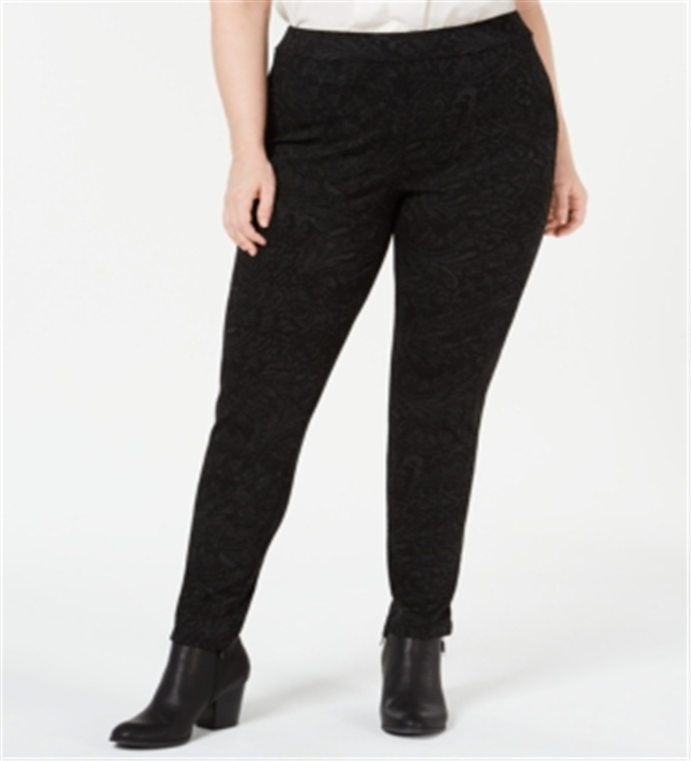 Style & CoWomen's Tonal Print Seam Front Leggings Gray Size Petite Small