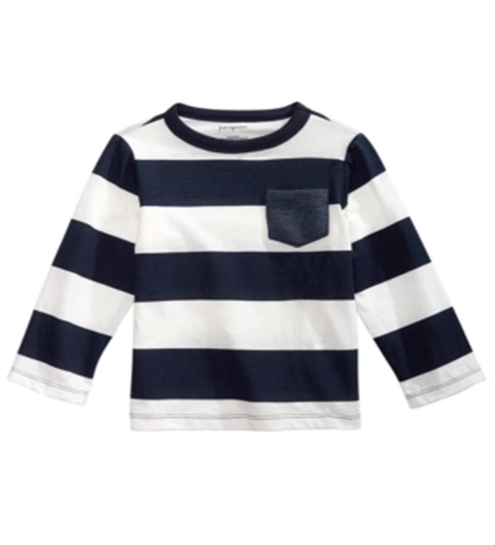 First Impressions Baby Boy's Cotton Rugby Stripe T-Shirt Blue Size 6-9 Months