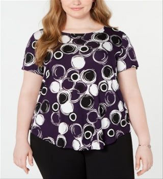 Alfani Women's Printed T-Shirt Purple Size 4X