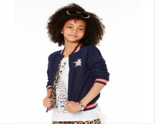 Epic Threads Big Girl's Reversible Bomber Jacket Blue Size Large