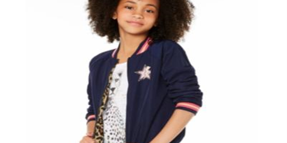 Epic Threads Big Girl's Reversible Bomber Jacket Blue Size Large